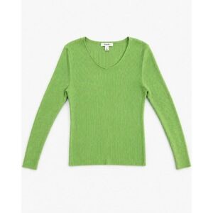 Merona Ribbed Long Sleeve Scoop Neck Pullover Sweater Lime Green XL Slim Fit